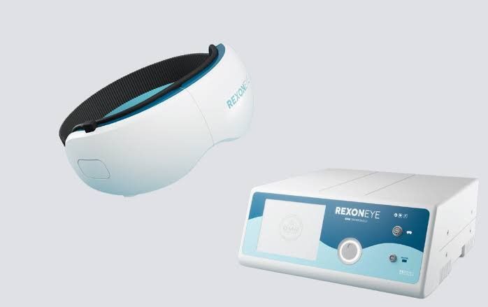 قناع العين ووحدة التحكم الخاصان بجهاز Rexon-Eye المستخدم في علاج جفاف العين